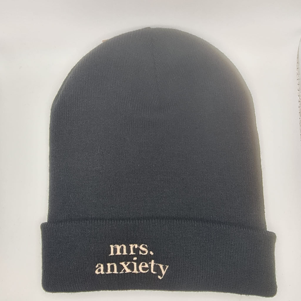 Mrs. Anxiety Black Beanie