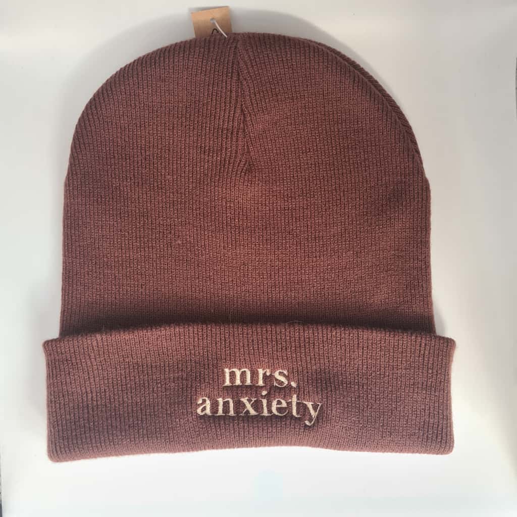 Mrs. Anxiety Brown Beanie