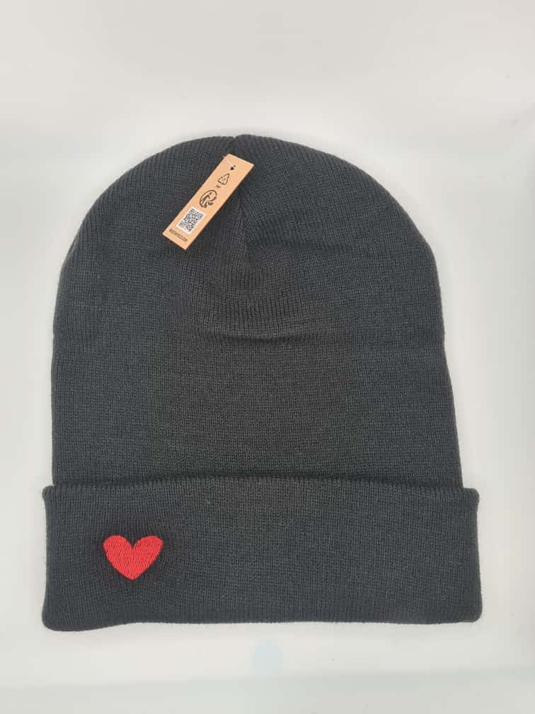 Red Heart Minimal Beanie