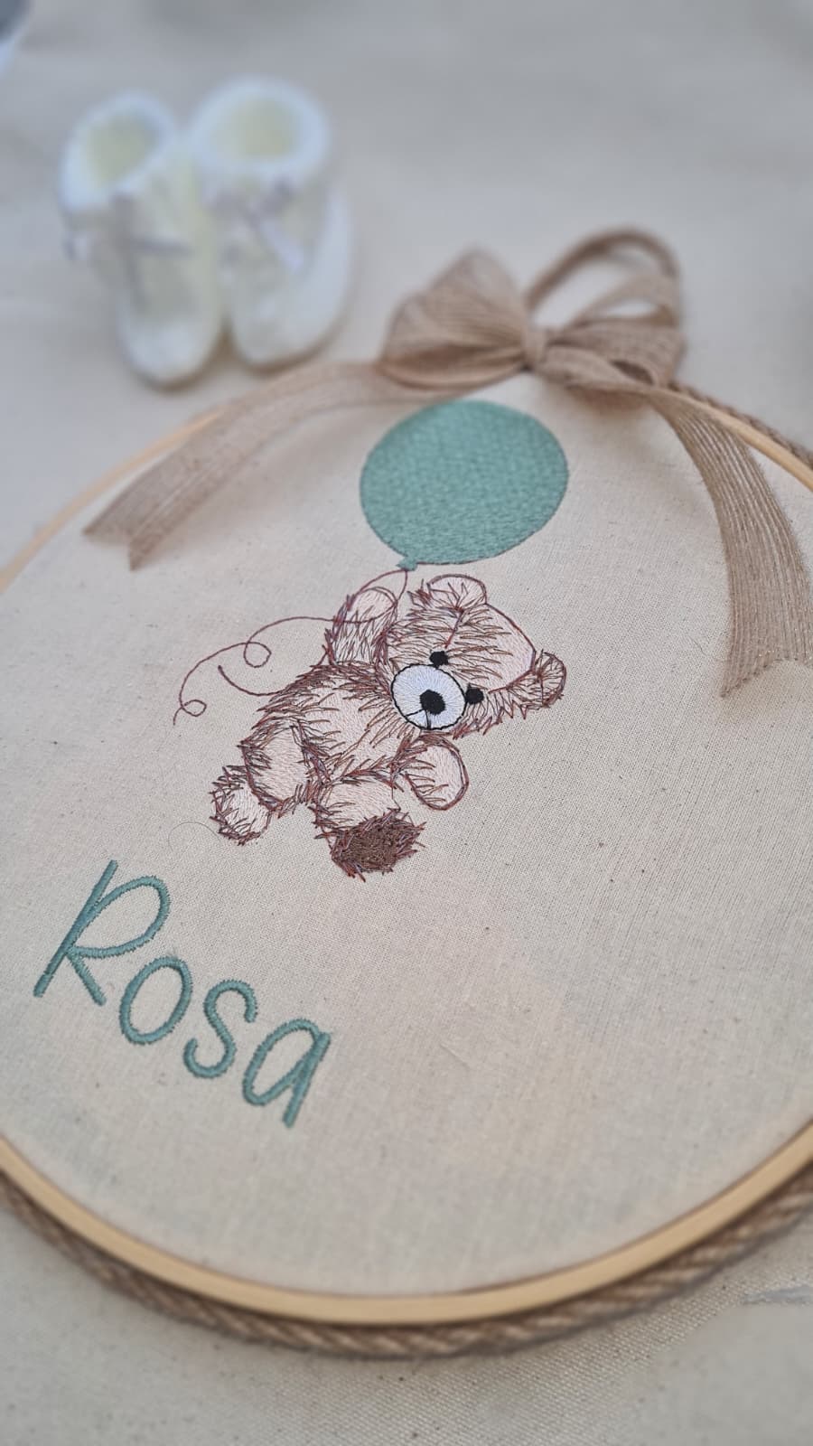 Personalised Teddy & Balloon Embroidery – A Journey to the Stars Keepsake