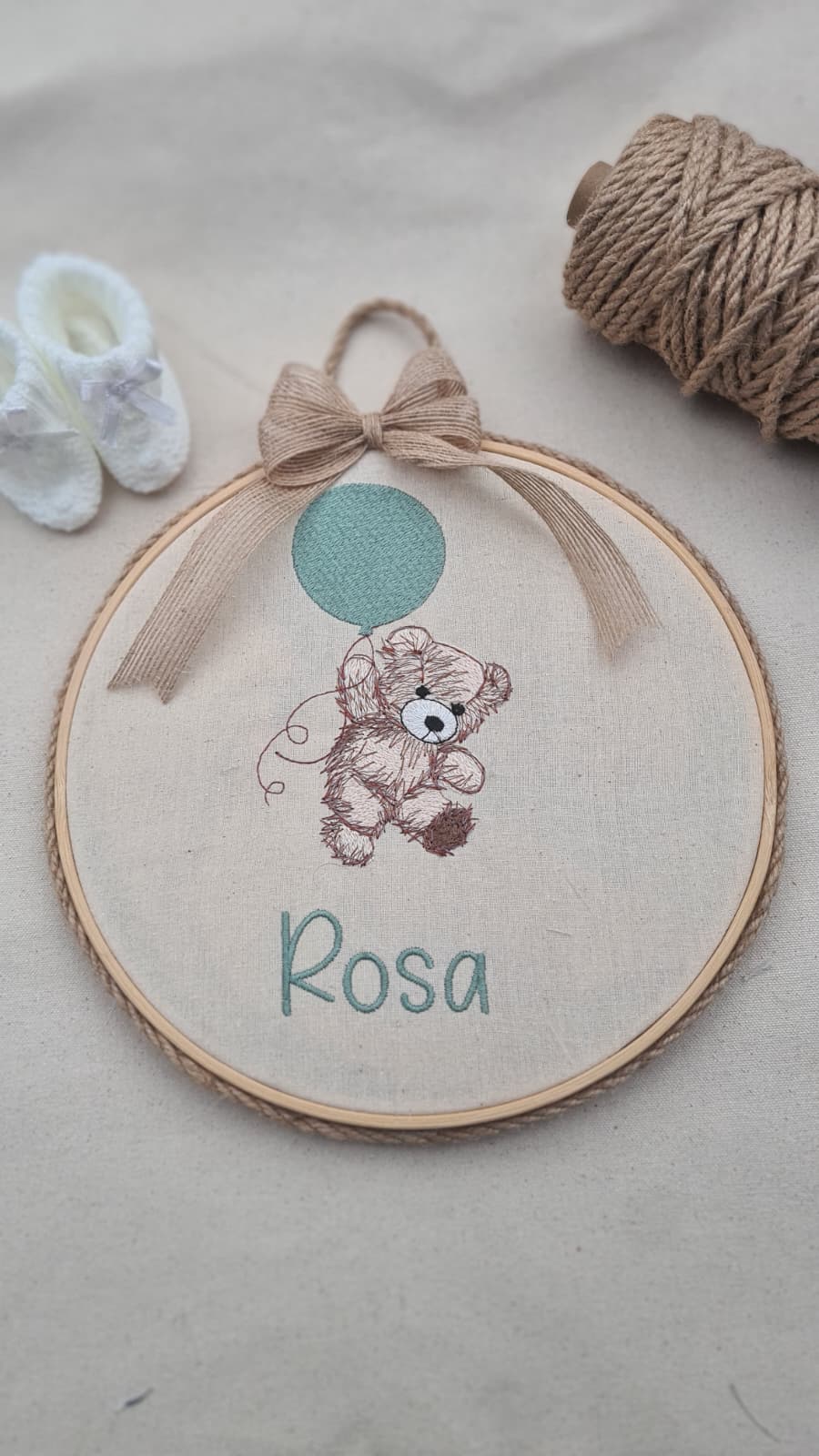 Personalised Teddy & Balloon Embroidery – A Journey to the Stars Keepsake