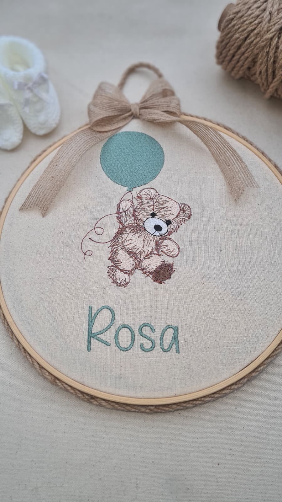 Personalised Teddy & Balloon Embroidery – A Journey to the Stars Keepsake