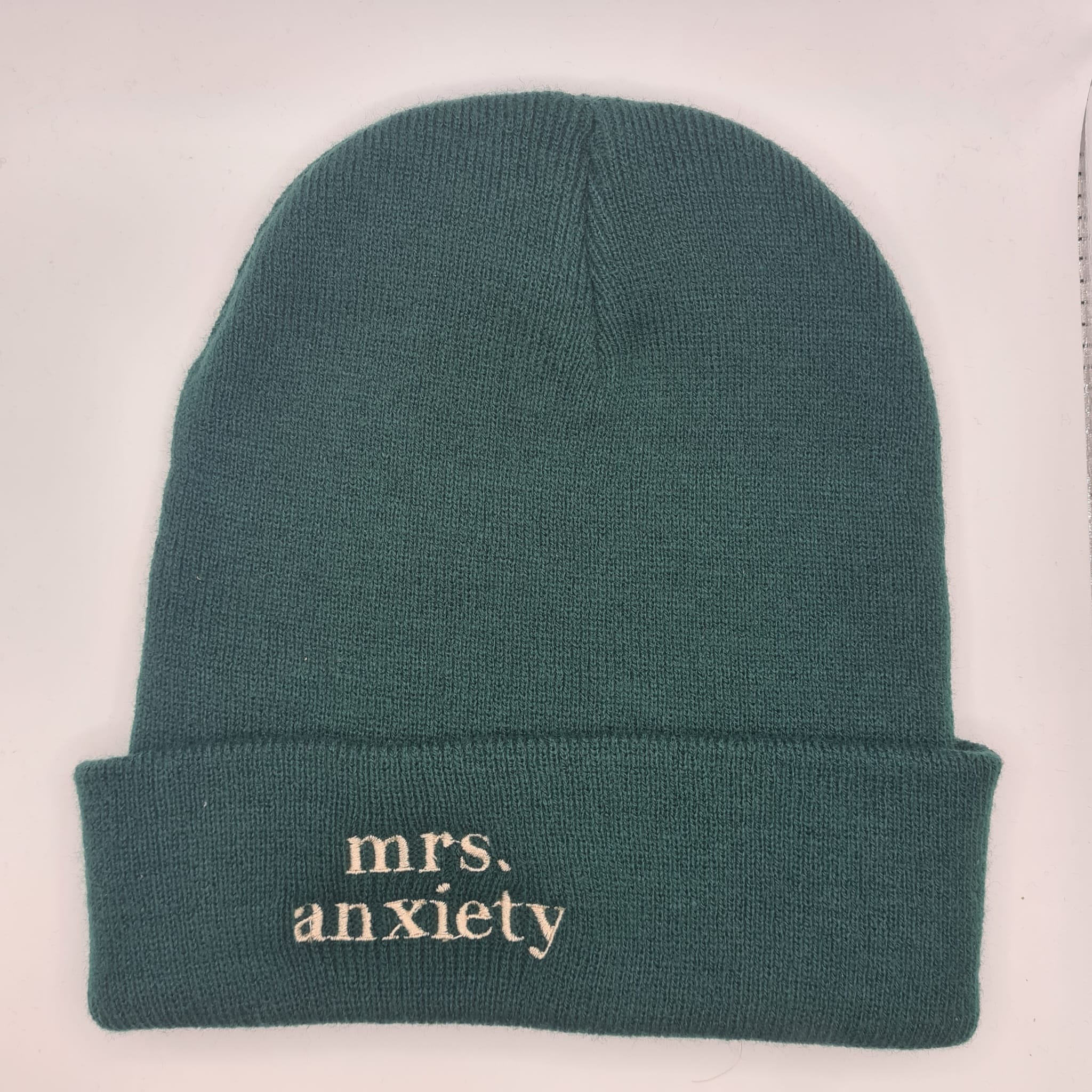 Mrs. Anxiety Bottle Green Beanie
